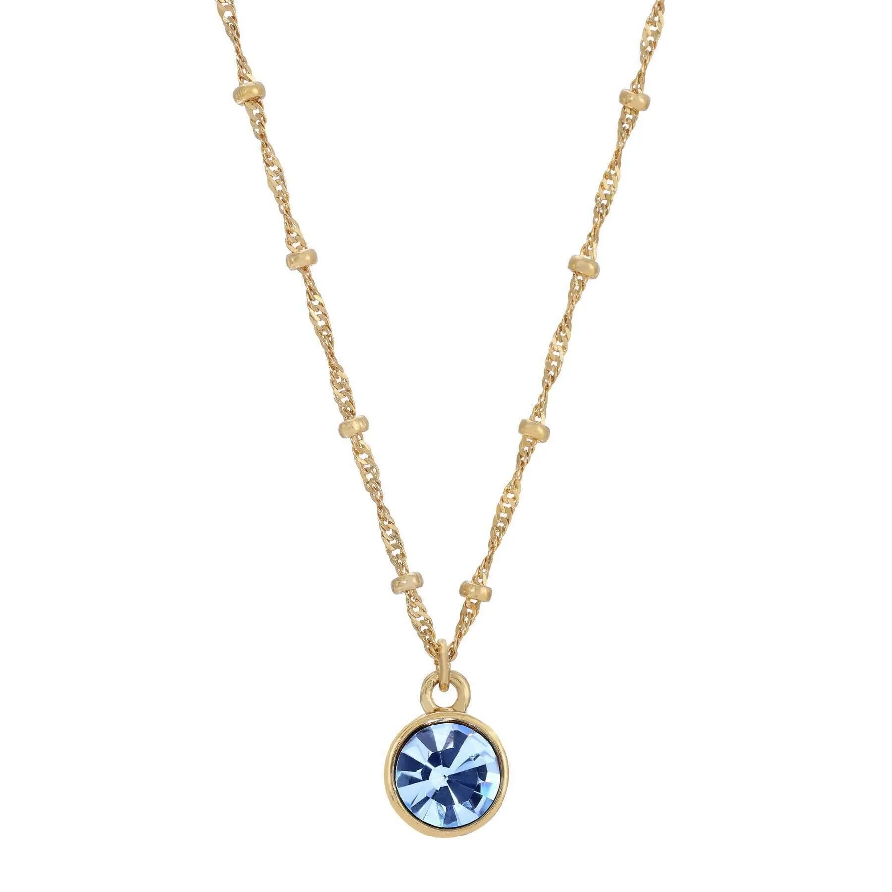 1928 Jewelry Round Crystal Dainty Pendant Necklace 16"   3" Extender 1928 Jewelry