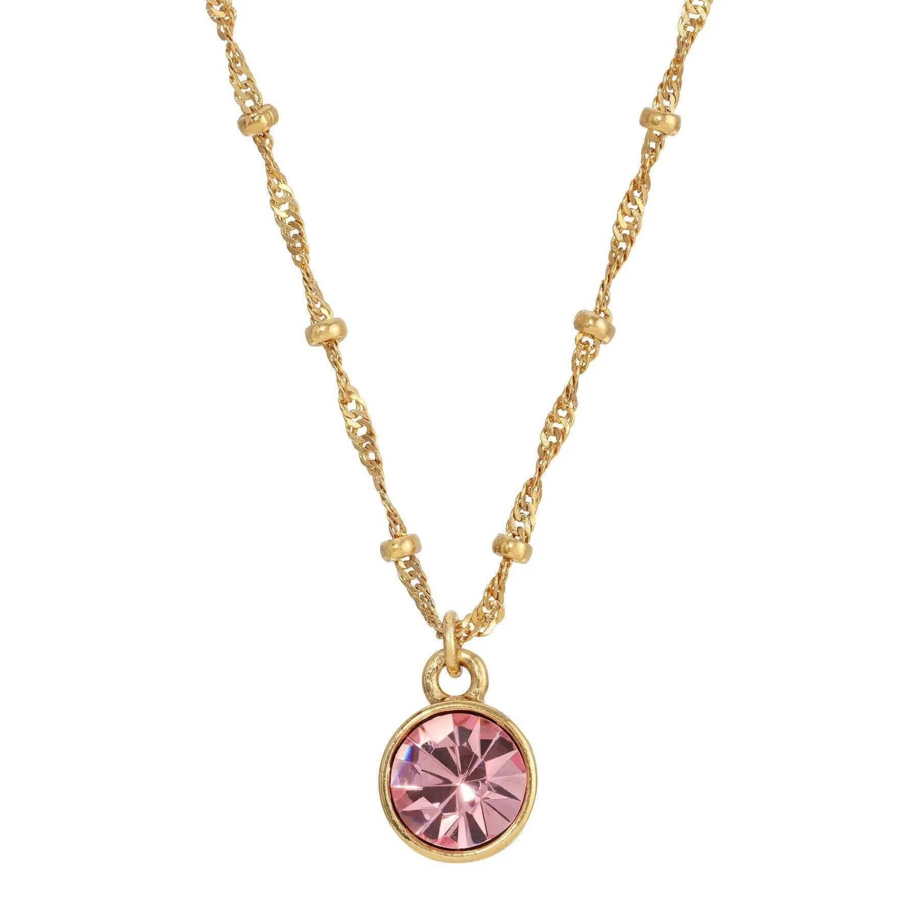 1928 Jewelry Round Crystal Dainty Pendant Necklace 16"   3" Extender 1928 Jewelry