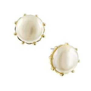 1928 Jewelry Round Faux Pearl Button Earrings 1928 Jewelry