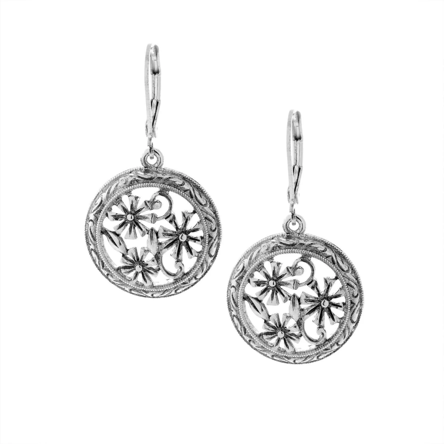 1928 Jewelry Round Floral Drop Earrings 1928 Jewelry