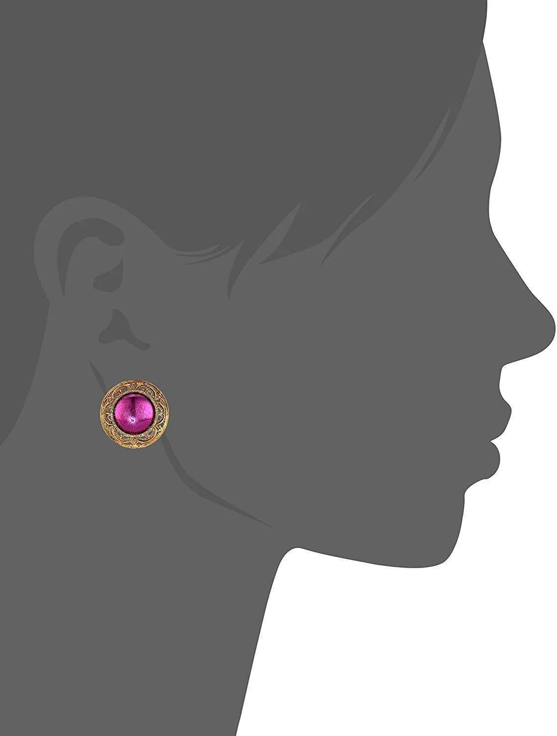 1928 Jewelry Round Purple Amethyst Button Clip On Earrings 1928 Jewelry