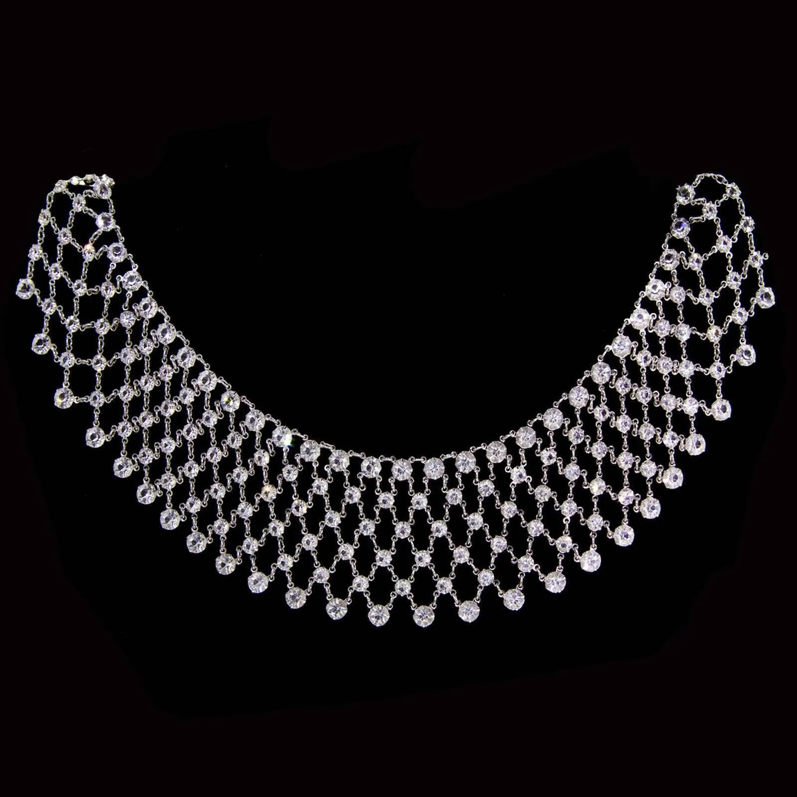 1928 Jewelry Round Vintage Austrian Crystal Bib Necklace 14" 1928 Jewelry