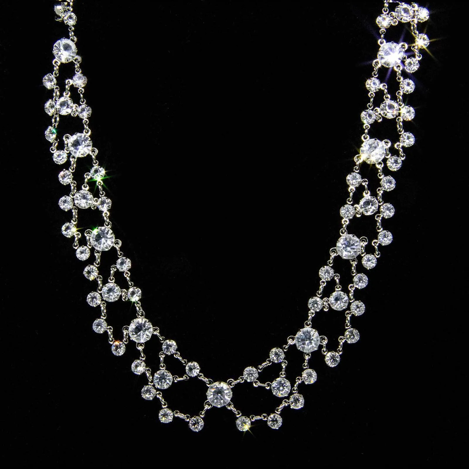 1928 Jewelry Round Vintage Austrian Crystal Collar Necklace 15" 1928 Jewelry