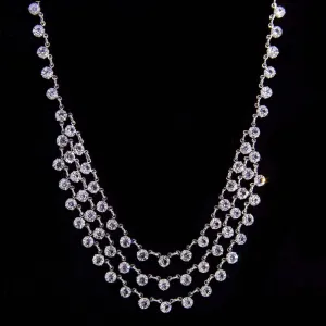 1928 Jewelry Round Vintage Austrian Crystal Draped Necklace 15" 1928 Jewelry