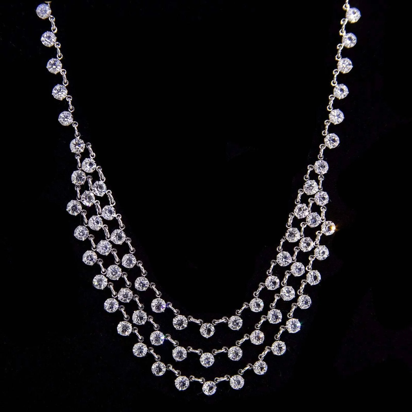 1928 Jewelry Round Vintage Austrian Crystal Draped Necklace 15" 1928 Jewelry