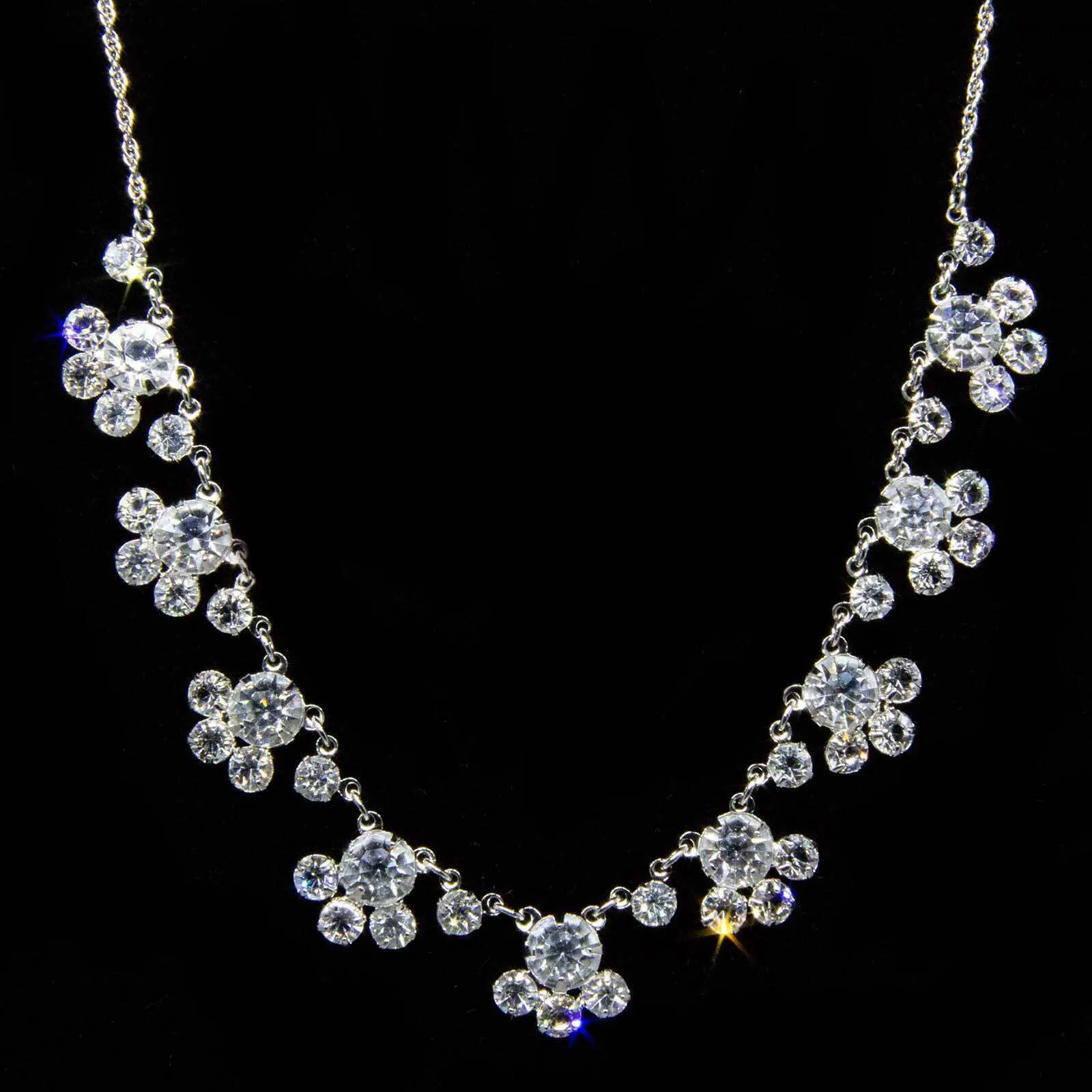 1928 Jewelry Round Vintage Austrian Crystal Drop Necklace 15" 1928 Jewelry