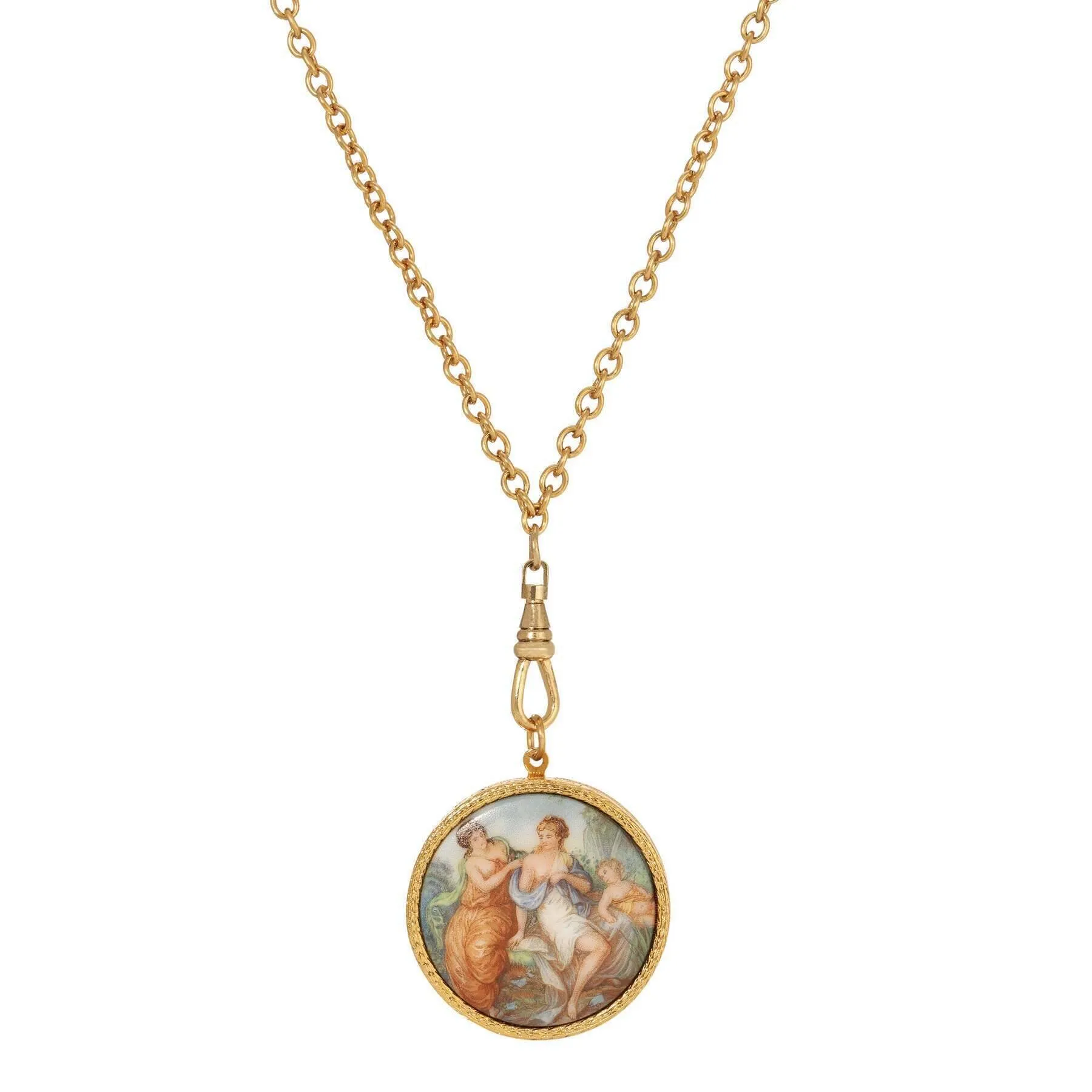 1928 Jewelry Rubenesque Pendant Swivel Photo Locket Necklace 28" 1928 Jewelry