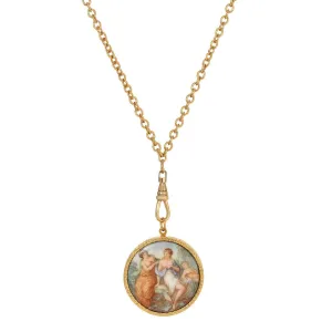1928 Jewelry Rubenesque Pendant Swivel Photo Locket Necklace 28" 1928 Jewelry