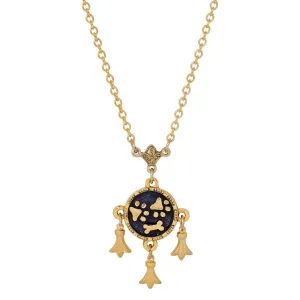 1928 Jewelry Sapphire Blue Enamel Paws And Bone Dangling Charms Pendant Necklace 16"   3" Extension 1928 Jewelry