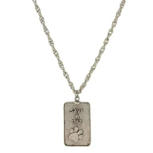 1928 Jewelry Save A Life Dog Tag Pendant Necklace 32" 1928 Jewelry