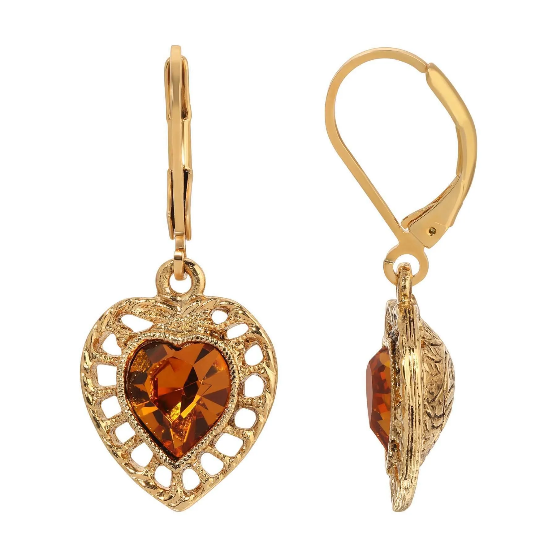 1928 Jewelry Sentimental Crystal Heart Drop Earrings 1928 Jewelry