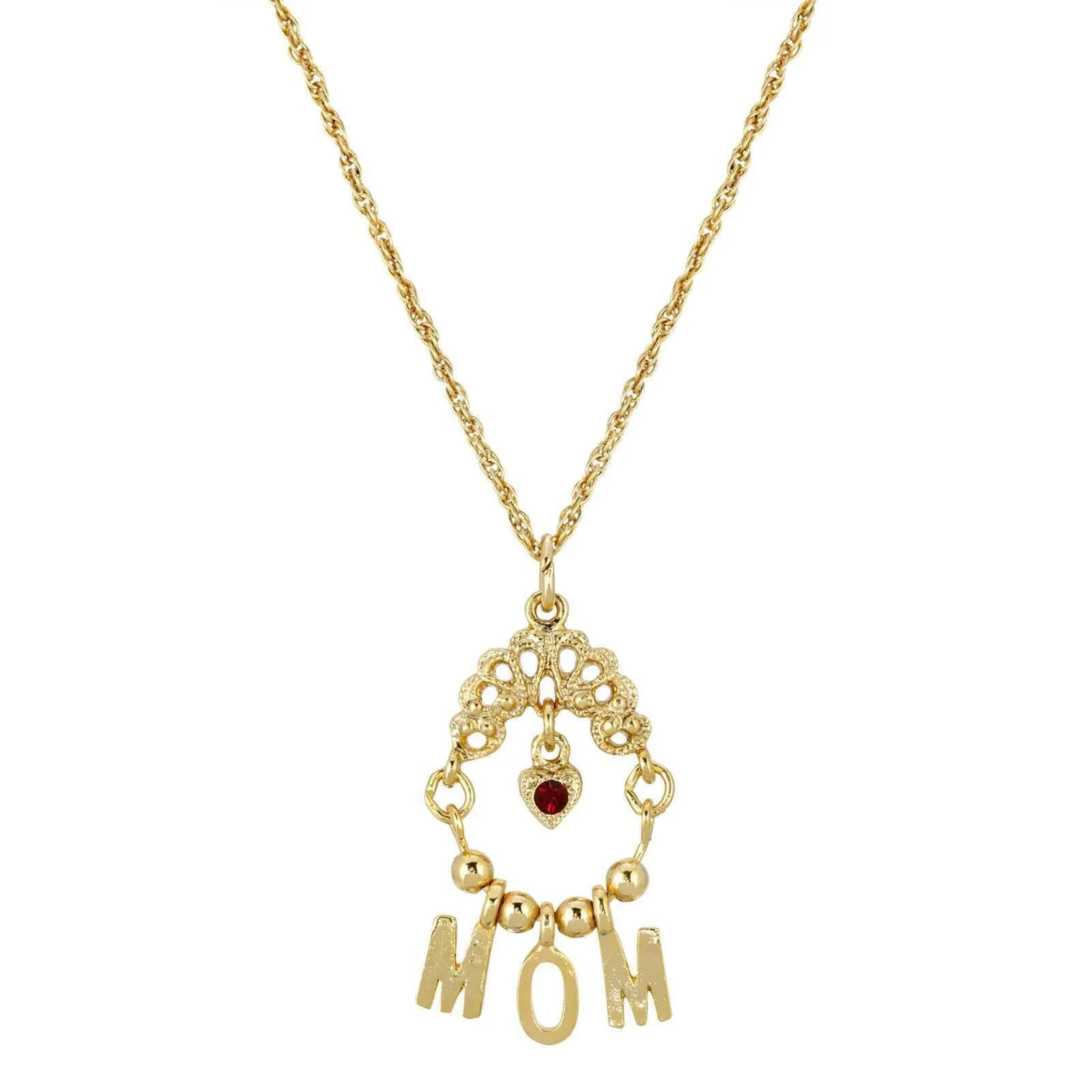 1928 Jewelry Siam Red Crystal Heart Charm Mom Pendant Necklace 18" 1928 Jewelry