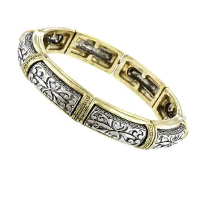 1928 Jewelry Signature Two Tone Stretch Bracelet 1928 Jewelry