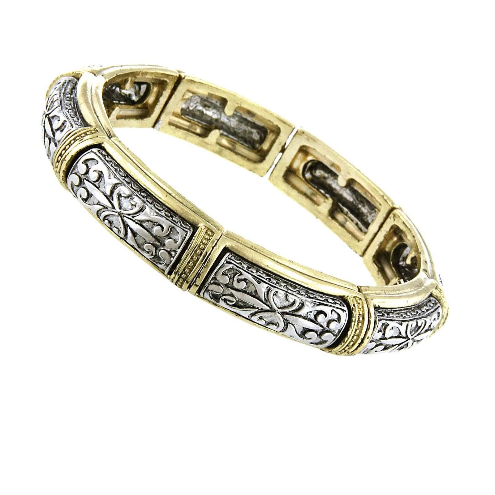 1928 Jewelry Signature Two Tone Stretch Bracelet 1928 Jewelry