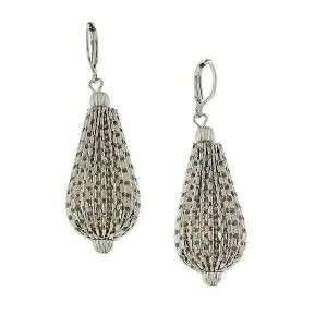 1928 Jewelry Silver Large Mesh Style Hollow Teardrop Drop Earrings 1928 Jewelry