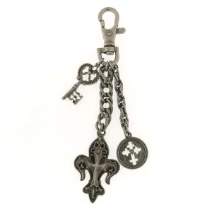 1928 Jewelry Skeleton Key, Fleur De Lis Cross & Budded Cross Medallion Key Chain 1928 Jewelry