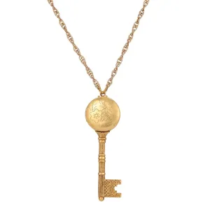 1928 Jewelry Skeleton Key Flower Pendant Photo Locket Necklace 28" 1928 Jewelry