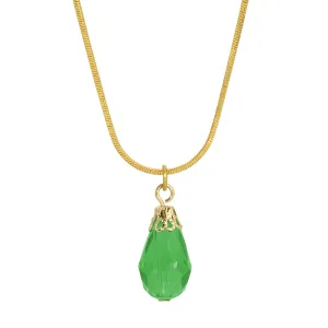 1928 Jewelry Snake Chain Lux Glass Teardrop Pendant Necklace 15" 1928 Jewelry