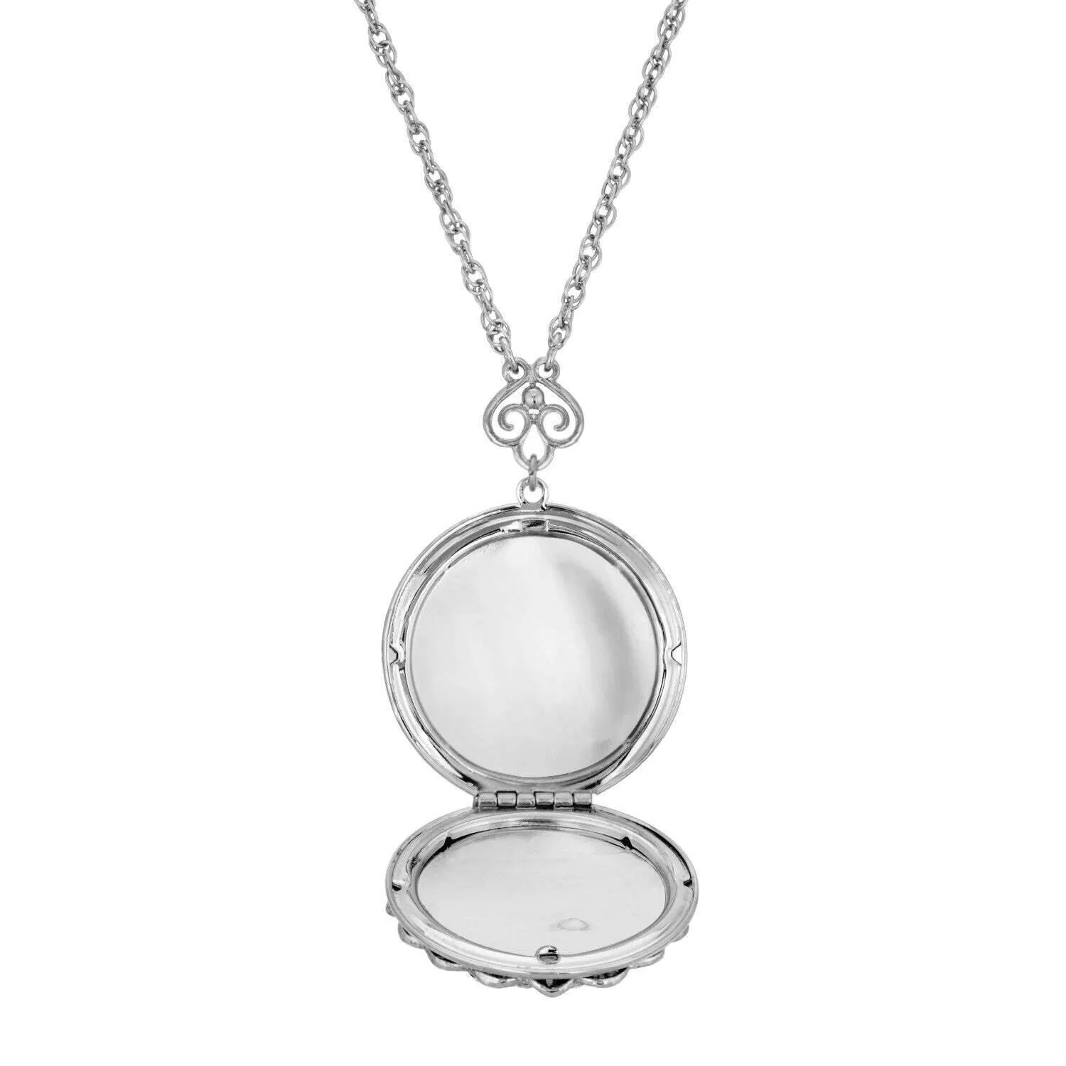 1928 Jewelry Sol Crystal Round Locket Necklace 30" 1928 Jewelry