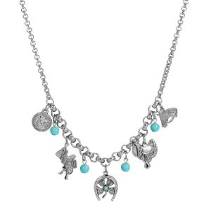 1928 Jewelry Southwest Turquoise Bead Luck Charm Pendant Necklace 16"   3" Extender 1928 Jewelry