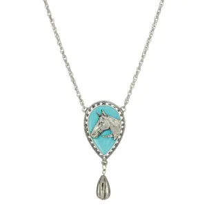 1928 Jewelry Southwest Turquoise Horse Head Pendant Teardrop Necklace 18" 1928 Jewelry
