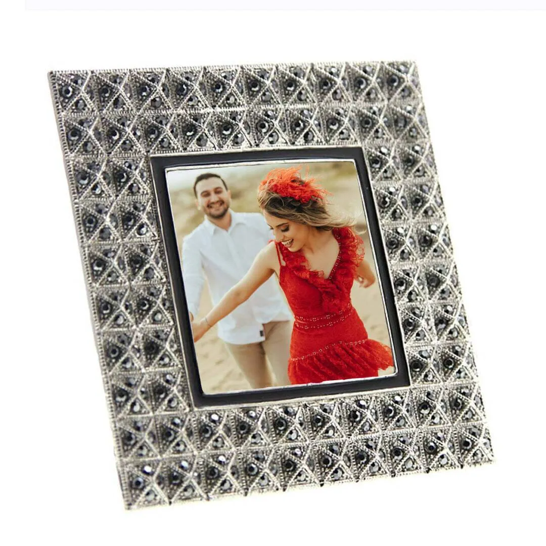 1928 Jewelry Stile Moderno Crystal Square Picture Frame 2.5" x 2.5" 1928 Jewelry
