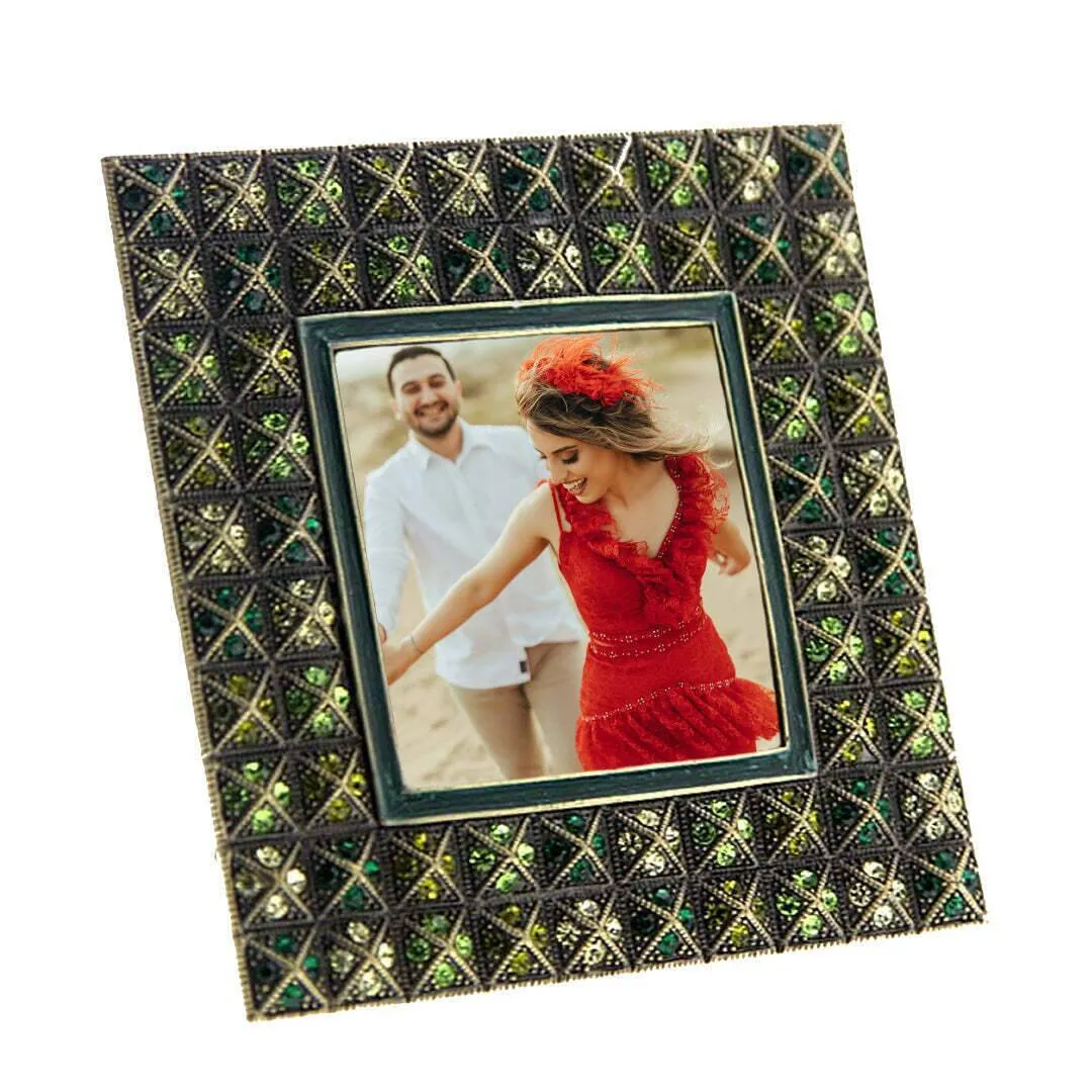 1928 Jewelry Stile Moderno Crystal Square Picture Frame 2.5" x 2.5" 1928 Jewelry