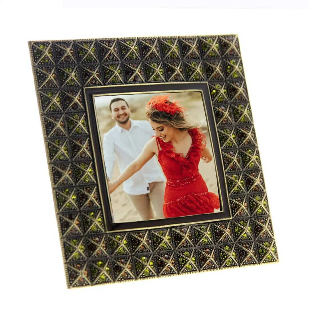 1928 Jewelry Stile Moderno Crystal Square Picture Frame 2.5" x 2.5" 1928 Jewelry