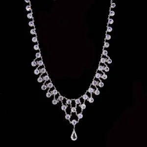 1928 Jewelry Tear Drop Austrian Crystal Necklace 15" 1928 Jewelry