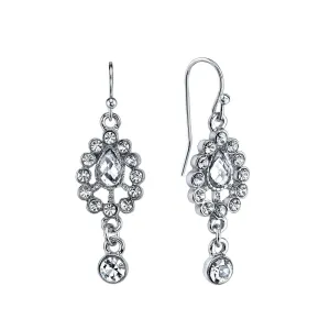 1928 Jewelry Teardrop And Round Crystal Drop Earrings 1928 Jewelry