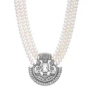 1928 Jewelry Three Row Beaded Strand Multi Crystal Pendant Necklace 16"   3" Extender 1928 Jewelry