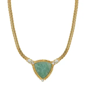 1928 Jewelry Trillion Gemstone Pendant Crystal Accent Necklace 16"   3" Extender 1928 Jewelry