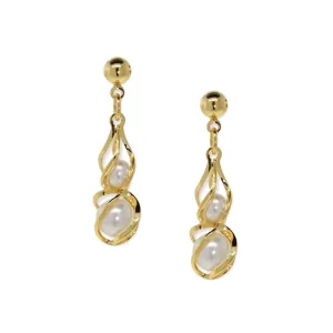1928 Jewelry Twisted Faux Pearl Post Drop Earrings 1928 Jewelry