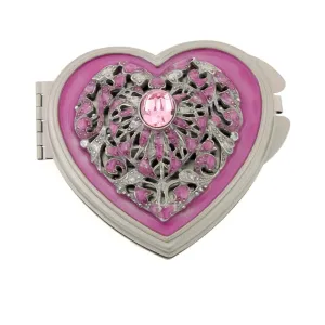 1928 Jewelry Venus Crystal Heart Compact Mirror 1928 Jewelry