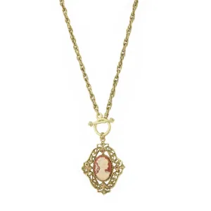 1928 Jewelry Victorian Filigree Crystal Cameo Pendant Necklace 26" 1928 Jewelry