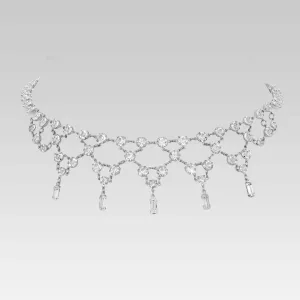 1928 Jewelry Vintage Austrian Crystal Baguette Drop Necklace 15" 1928 Jewelry