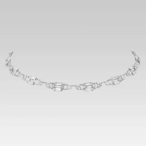 1928 Jewelry Vintage Austrian Crystal Baguette Link Necklace 15" 1928 Jewelry