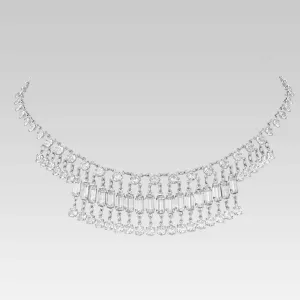 1928 Jewelry Vintage Austrian Crystal Baguette Round Drop Link Necklace 14" 1928 Jewelry