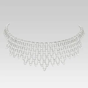 1928 Jewelry Vintage Austrian Crystal Bib Drop Necklace 15.5" 1928 Jewelry