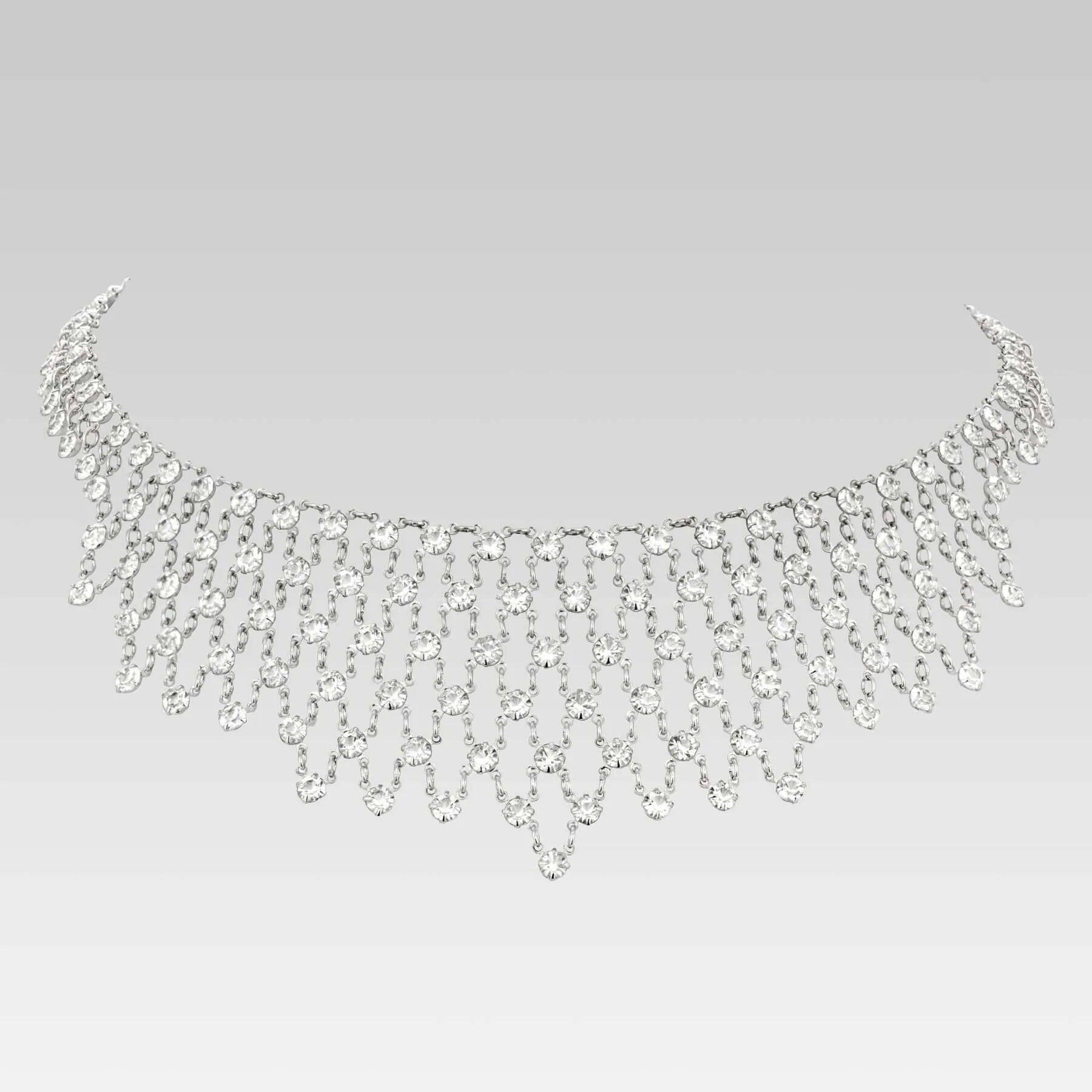 1928 Jewelry Vintage Austrian Crystal Bib Drop Necklace 15.5" 1928 Jewelry