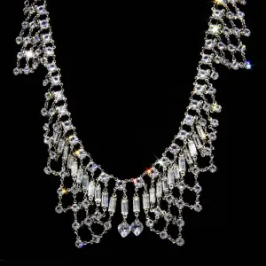 1928 Jewelry Vintage Austrian Crystal Bib Necklace 12 - 15" Adjustable 1928 Jewelry