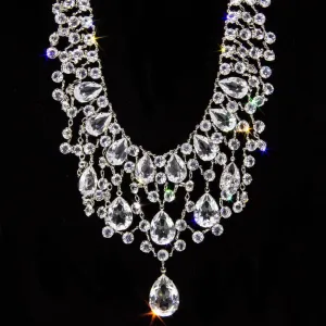 1928 Jewelry Vintage Austrian Crystal Bib Necklace 15"   3" Extender 1928 Jewelry
