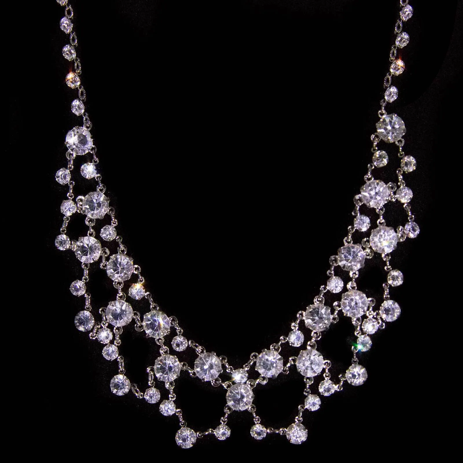 1928 Jewelry Vintage Austrian Crystal Collar  Drop Necklace 14.5" 1928 Jewelry