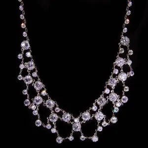 1928 Jewelry Vintage Austrian Crystal Collar  Drop Necklace 14.5" 1928 Jewelry