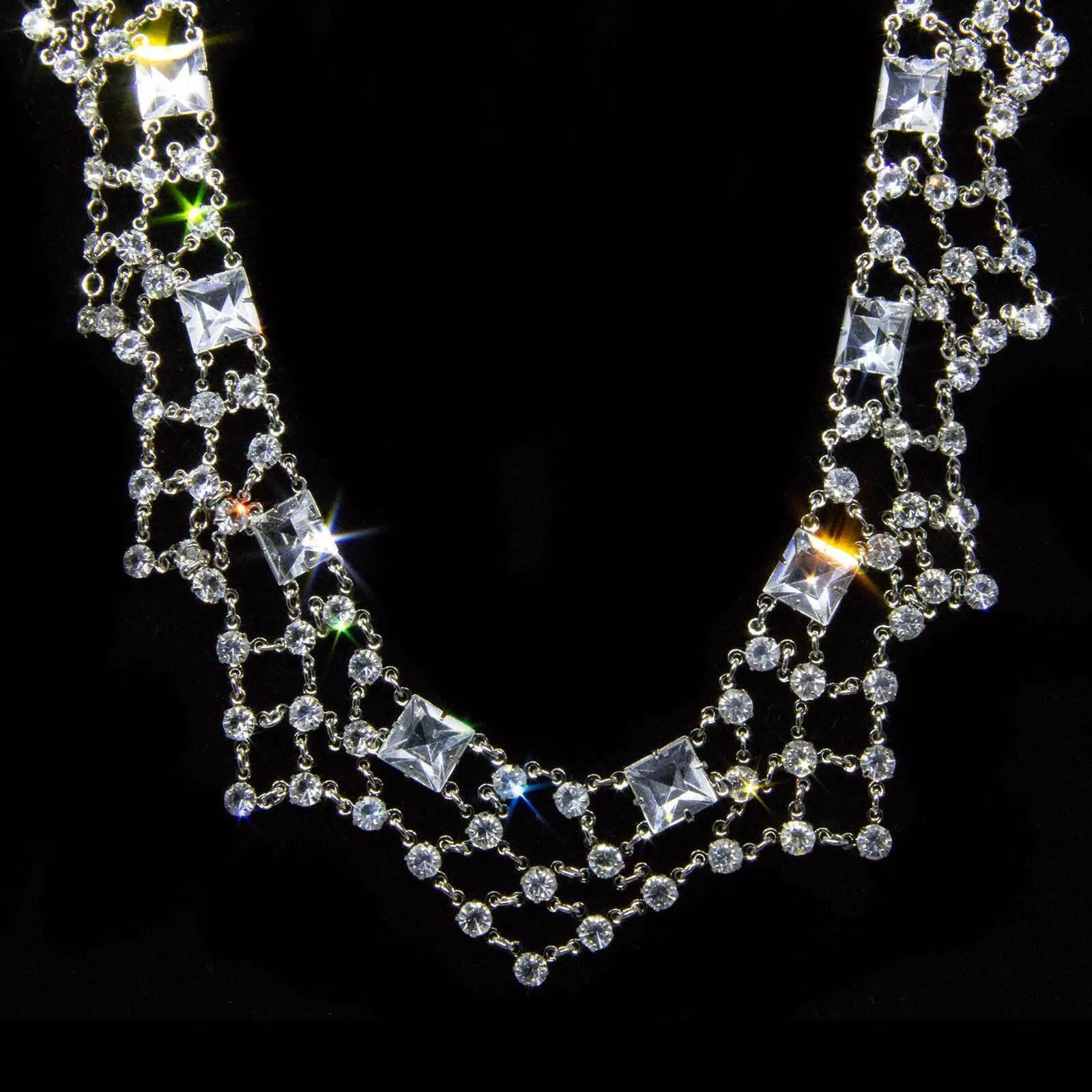 1928 Jewelry Vintage Austrian Crystal Collar Necklace 12"   3" Extender 1928 Jewelry