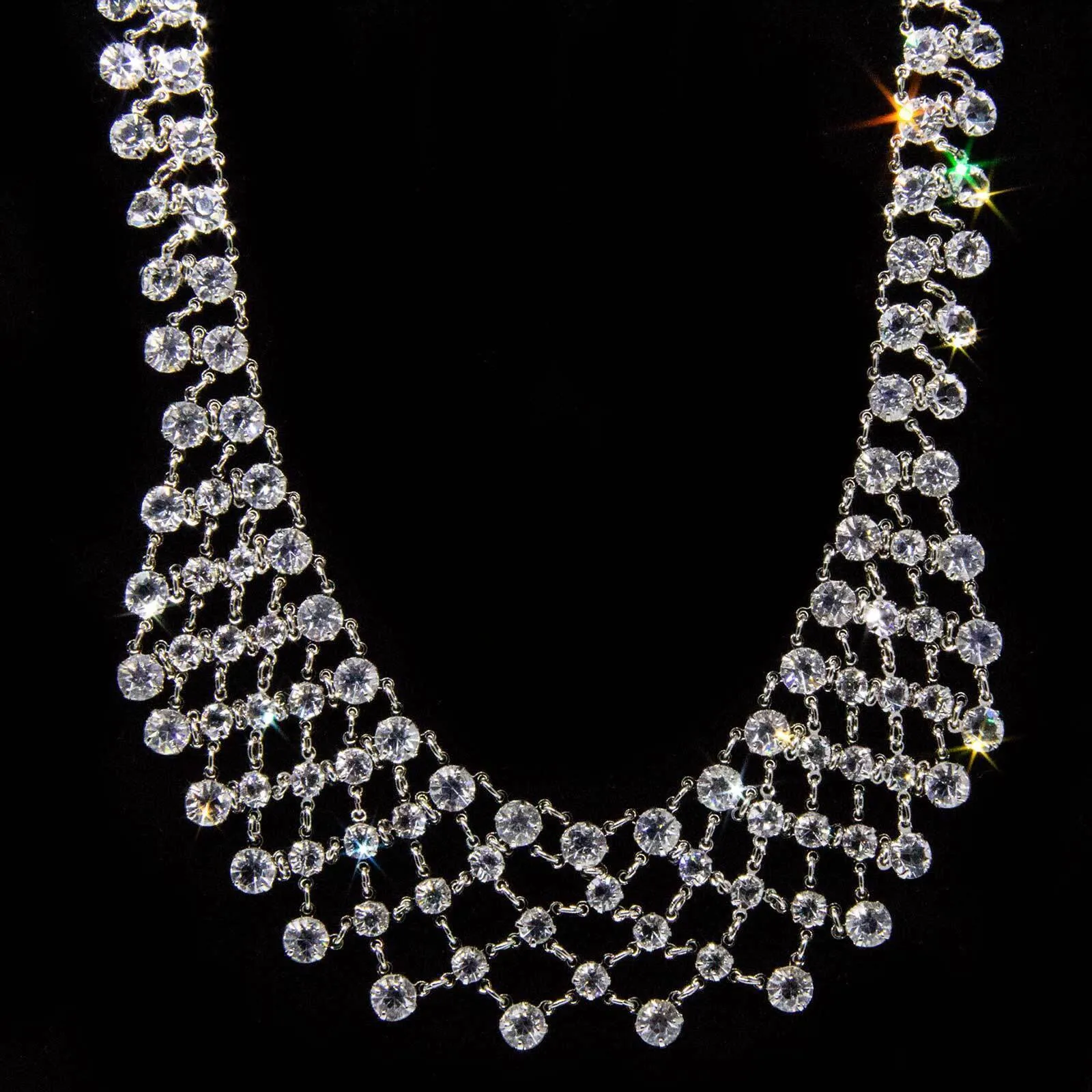 1928 Jewelry Vintage Austrian Crystal Collar Necklace 15" Chain 1928 Jewelry