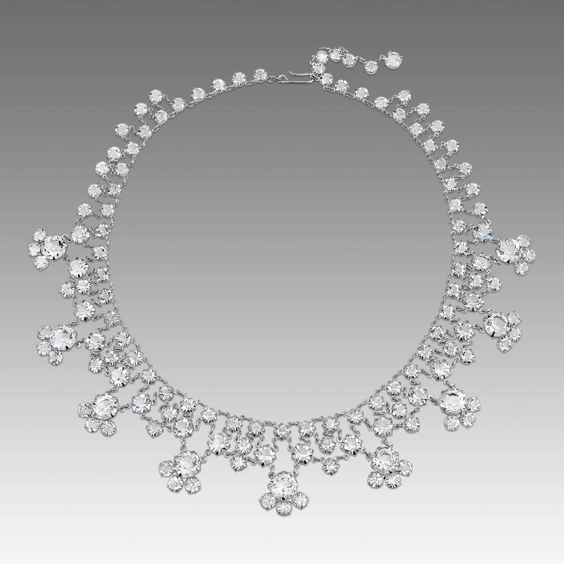 1928 Jewelry Vintage Austrian Crystal Multi Drop Necklace 16" 1928 Jewelry