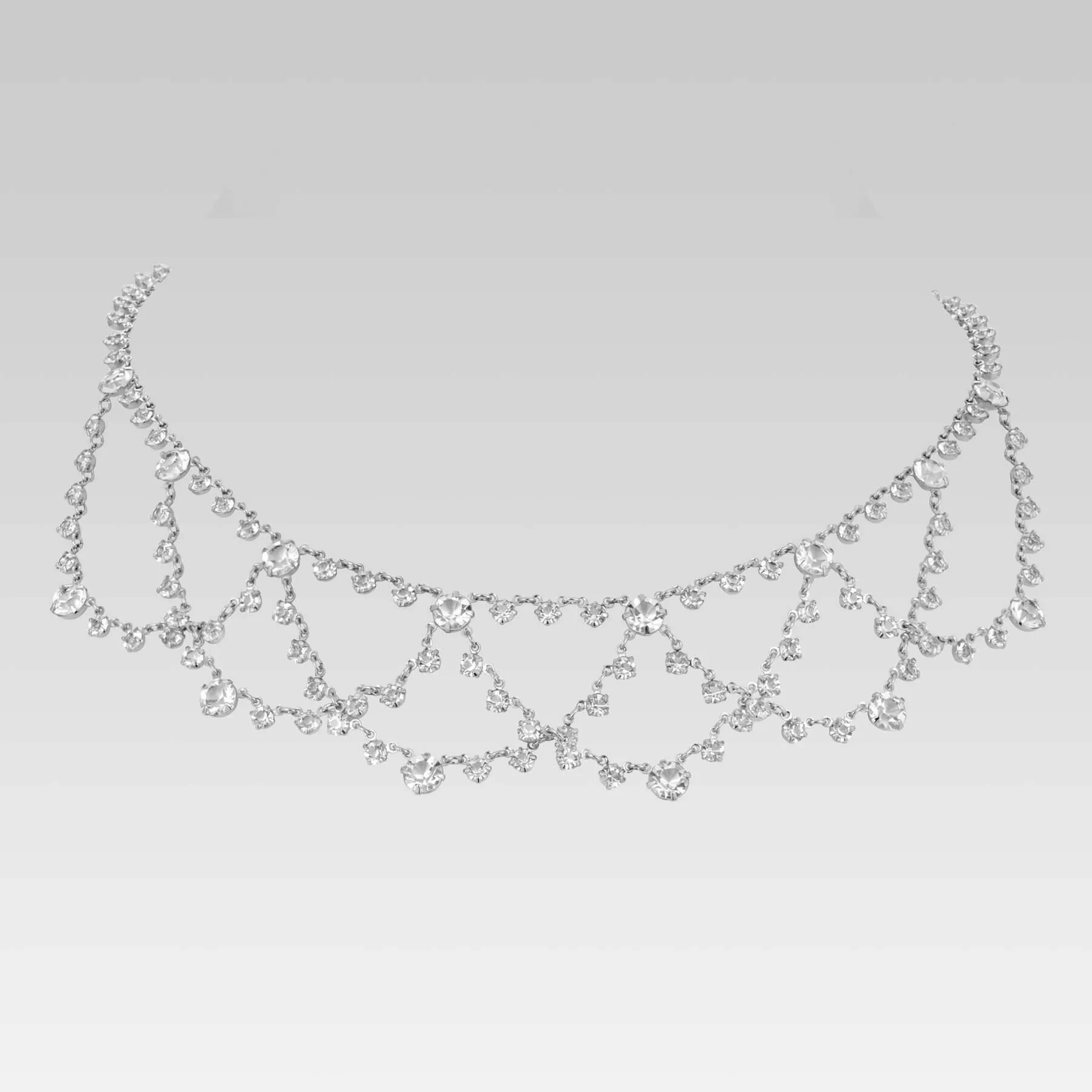 1928 Jewelry Vintage Austrian Crystal Round Draped Drop Necklace 16"   3" Extender Adjustable 1928 Jewelry