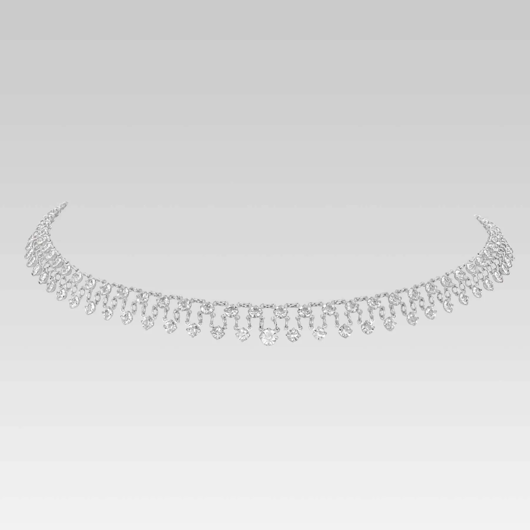1928 Jewelry Vintage Austrian Crystal Round Drop Link Necklace 16" 1928 Jewelry