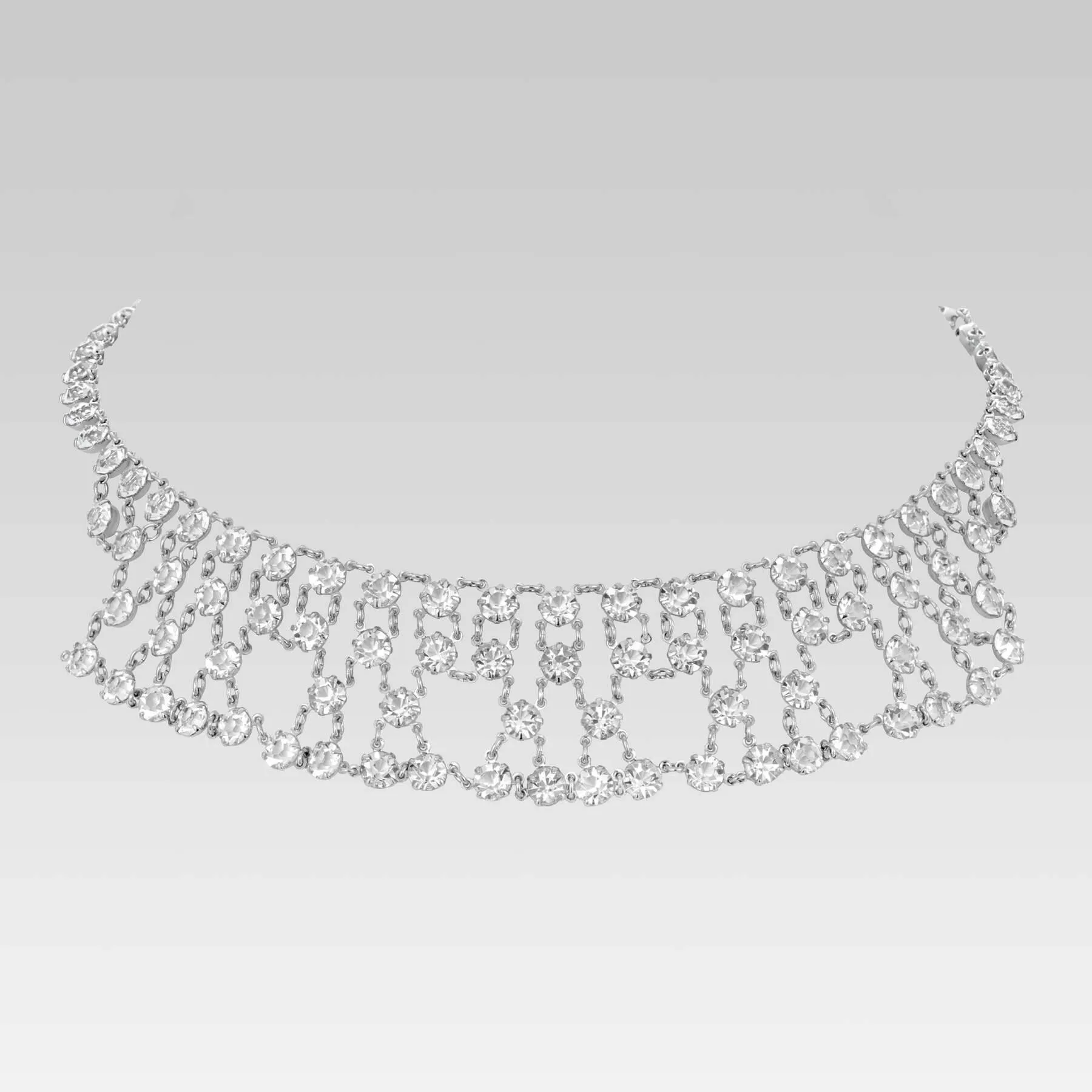 1928 Jewelry Vintage Austrian Crystal Round  Drop Necklace 15" 1928 Jewelry
